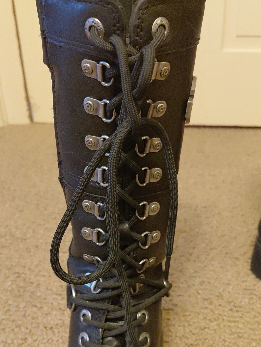 HARLEY DAVIDSON Knee High Black Leather Boots Size 5.5 - Picture 8 of 14